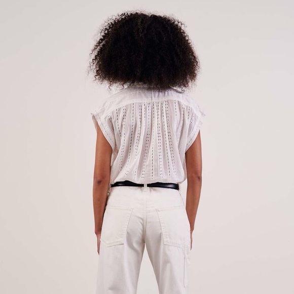 Nili Lotan Chantal White Eyelet Oversized Blouse SZ S - Picture 3 of 8